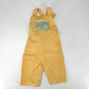 Vintage Butter Yellow‎ Health-Tex Snap Leg Overalls Choo Choo Train Size 6 Month